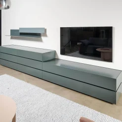 Interlübke Kommoden & Sideboards|Schrank Sideboard Cube Bold Lack Bahia Mit Iilu Regalen Lack Bahia Und Lack Laguna Blau