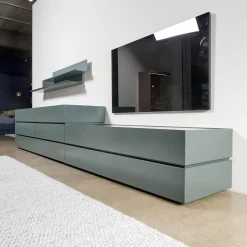 Interlübke Kommoden & Sideboards|Schrank Sideboard Cube Bold Lack Bahia Mit Iilu Regalen Lack Bahia Und Lack Laguna Blau