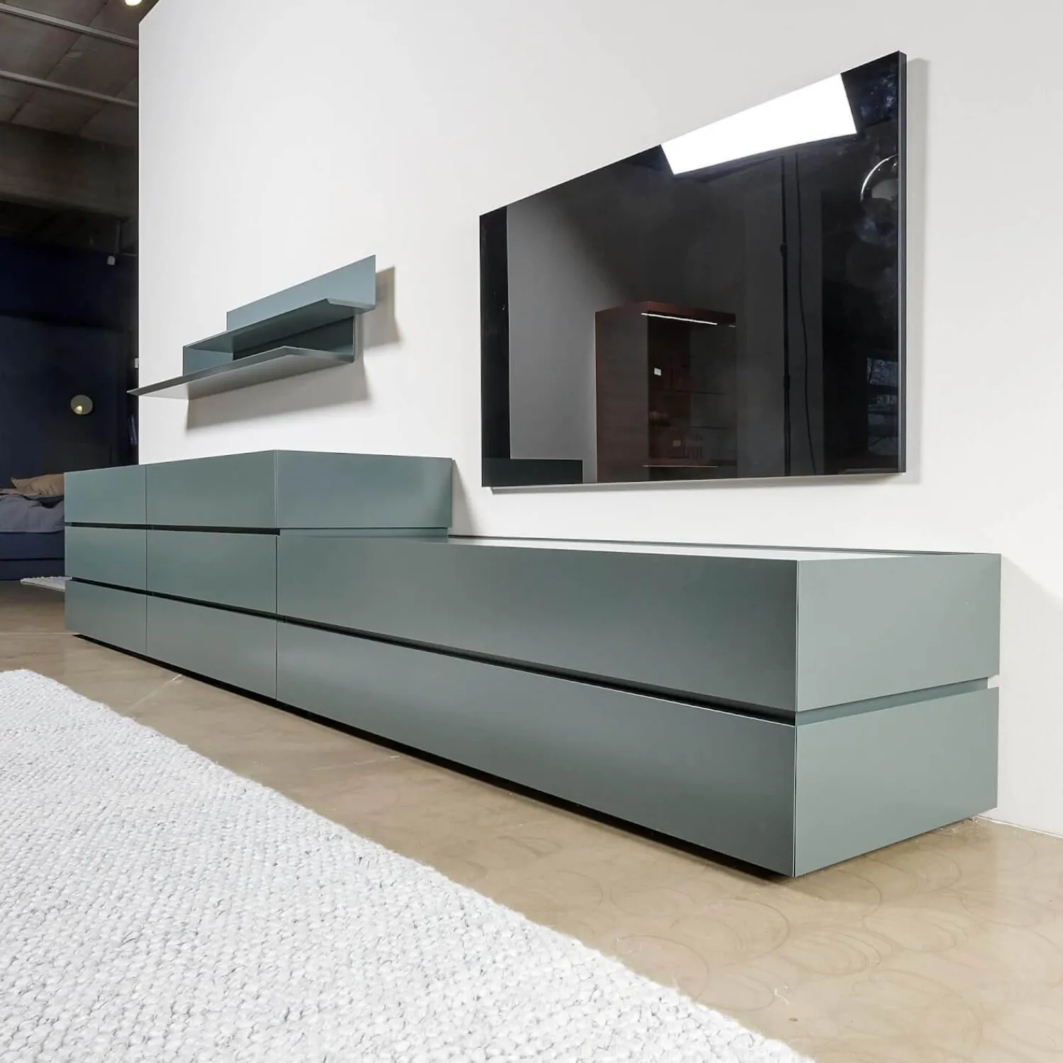 Interlübke Kommoden & Sideboards|Schrank Sideboard Cube Bold Lack Bahia Mit Iilu Regalen Lack Bahia Und Lack Laguna Blau