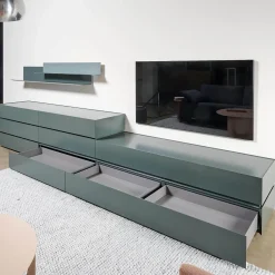 Interlübke Kommoden & Sideboards|Schrank Sideboard Cube Bold Lack Bahia Mit Iilu Regalen Lack Bahia Und Lack Laguna Blau