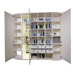 Rietberger Möbelwerke Regale|Schrank System Kira 24365 Lack Weiß Inklusive Beleuchtung Mit Funkfernbedienung