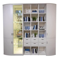 Rietberger Möbelwerke Regale|Schrank System Kira 24365 Lack Weiß Inklusive Beleuchtung Mit Funkfernbedienung