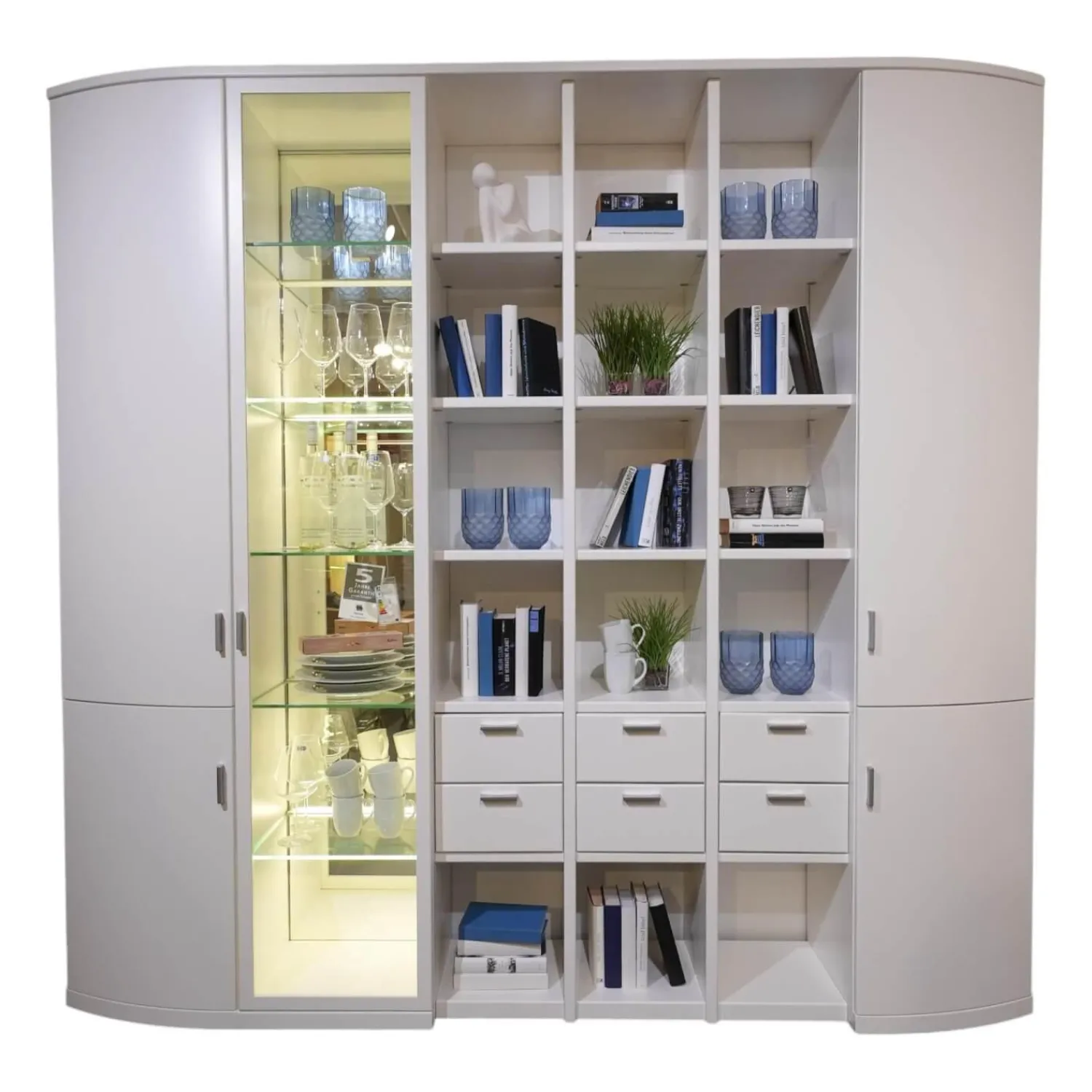 Rietberger Möbelwerke Regale|Schrank System Kira 24365 Lack Weiß Inklusive Beleuchtung Mit Funkfernbedienung