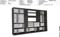 Molteni & C Wohnwände & Tv-Lowboards|Schrank Systemwand 505 Up System Holz Dolomitgrau Glas Transparent Stopsol mit Beleuchtungskit Schuko