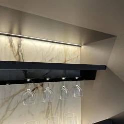 Molteni & C Wohnwände & Tv-Lowboards|Schrank Systemwand 505 Up System Holz Dolomitgrau Glas Transparent Stopsol mit Beleuchtungskit Schuko