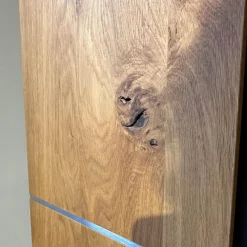 Scholtissek Vitrinen & Highboards|Schrank Varus Asteiche mit Glas Grau Knorrige Eiche Geölt Floatglas Dunkelbraun Matt