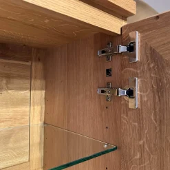 Scholtissek Vitrinen & Highboards|Schrank Varus Asteiche mit Glas Grau Knorrige Eiche Geölt Floatglas Dunkelbraun Matt