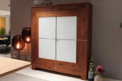 Scholtissek Vitrinen & Highboards|Schrank Varus Astiger Nussbaum Birke Floatglas Weiß Matt