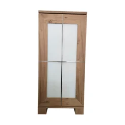 Scholtissek Vitrinen & Highboards|Schrank Varus Schmal Korpus Knorrige Eiche Puro Geölt Front Glas 9010 Weiß Matt