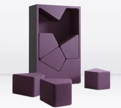 WernerWorks Regale & Container|Schrankkoje Parkour Eisscholle Rückwand Beidseitiger Stoff Wolle Camira Blazer Holyoke CUZ 2T Violett Außenkorpus Schwarz Inklusive Sechs Hocker