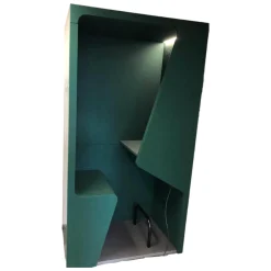 WernerWorks Schreibtische & Sekretäre|Schrankkoje Parkour Fonzelle Rückwand Beidseitiger Stoff Wolle Blazer Cardiff Grün Außenkorpus Schwarz Mit LED-Beleuchtung