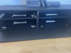 ArtigianMobili Wohnwände & Tv-Lowboards|Schrankkombination Titolo Hängeelement Lack Weiß Bodenelement Glas Schwarz