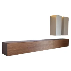 Sudbrock Wohnwände & Tv-Lowboards|Schrankwand Cubo Holz Lack Nußbaum Natur 469 Glattlack Kaschmir