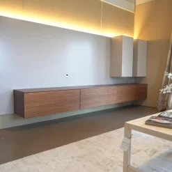 Sudbrock Wohnwände & Tv-Lowboards|Schrankwand Cubo Holz Lack Nußbaum Natur 469 Glattlack Kaschmir