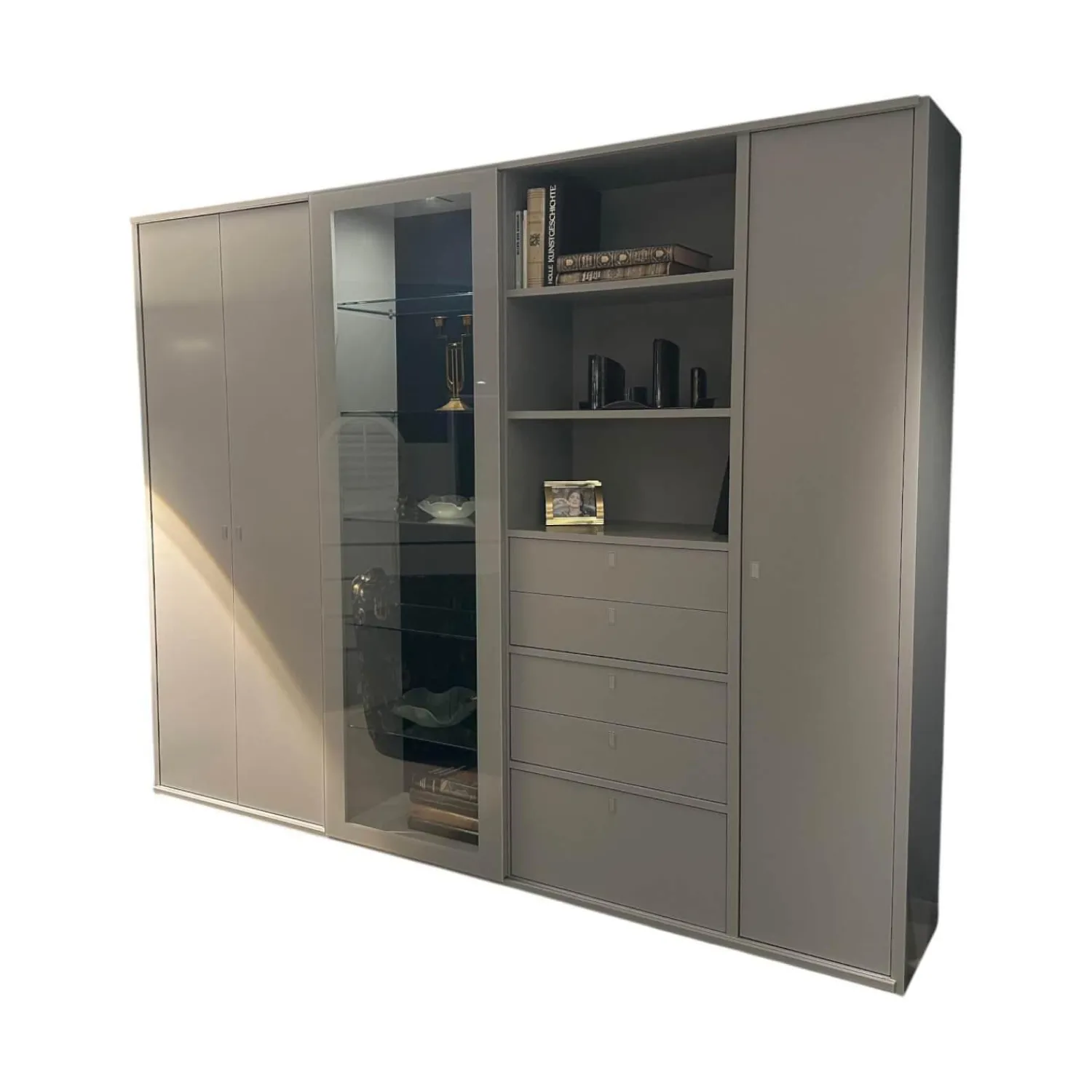 Interlübke Kleiderschränke|Schrankwand Studimo Front Und Korpus Lack Rauch Grau Matt Inklusive LED Beleuchtung