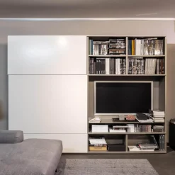 Interlübke Wohnwände & Tv-Lowboards|Schrankwand Studimo Lack Silbergrau Metallic Schiebetüren Lack Schneeweiß