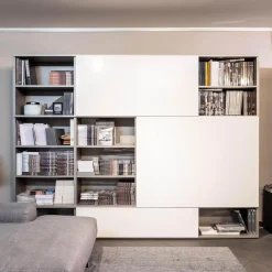 Interlübke Wohnwände & Tv-Lowboards|Schrankwand Studimo Lack Silbergrau Metallic Schiebetüren Lack Schneeweiß