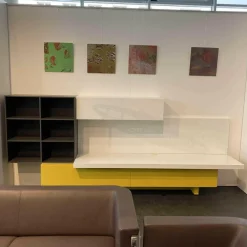 Lema Wohnwände & Tv-Lowboards|Schrankwand T030 Holz Gelb Grau Weiß Lackiert