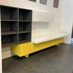 Lema Wohnwände & Tv-Lowboards|Schrankwand T030 Holz Gelb Grau Weiß Lackiert