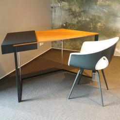 Cattelan Italia Schreibtische & Sekretäre|Schreibtisch Clarion Platte Geprägtes MDF Und Nussbaum Gestell Stahl Schwarz Inklusive Sessel Ginger Ale