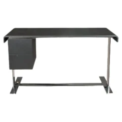 B&B Italia Schreibtische & Sekretäre|Schreibtisch Eileen Kernleder Schwarz Ladenelement Eiche Schwarz Gebeizt Gestell Glänzend Verchromt