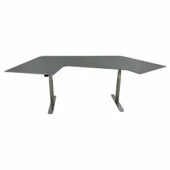 Montana Schreibtische & Sekretäre|Schreibtisch HiLow 2 MDF Fjord Anthrazit Grau Gestell Aluminium Chrom Glänzend Höhenverstellbar