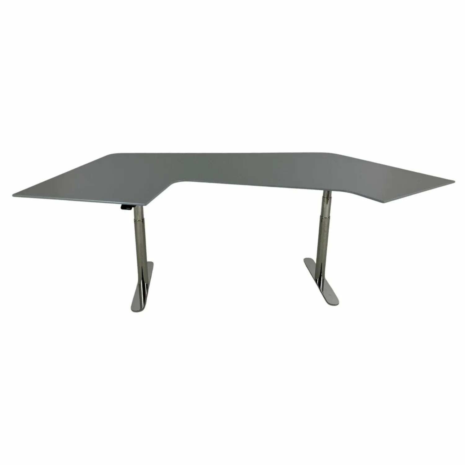 Montana Schreibtische & Sekretäre|Schreibtisch HiLow 2 MDF Fjord Anthrazit Grau Gestell Aluminium Chrom Glänzend Höhenverstellbar