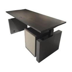 Musterring Schreibtische & Sekretäre|Schreibtisch Kara Frame Platte Und Gestell Eiche Graphit Anthrazit Furniert Inklusive Rollcontainer Lack Platingrau