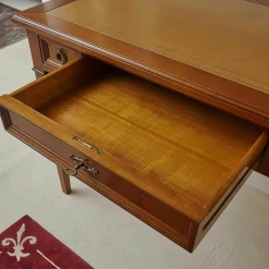 Ebanart Schreibtische & Sekretäre|Schreibtisch Kirschbaum Massiv Tischplatte Leder Mit Goldprägung