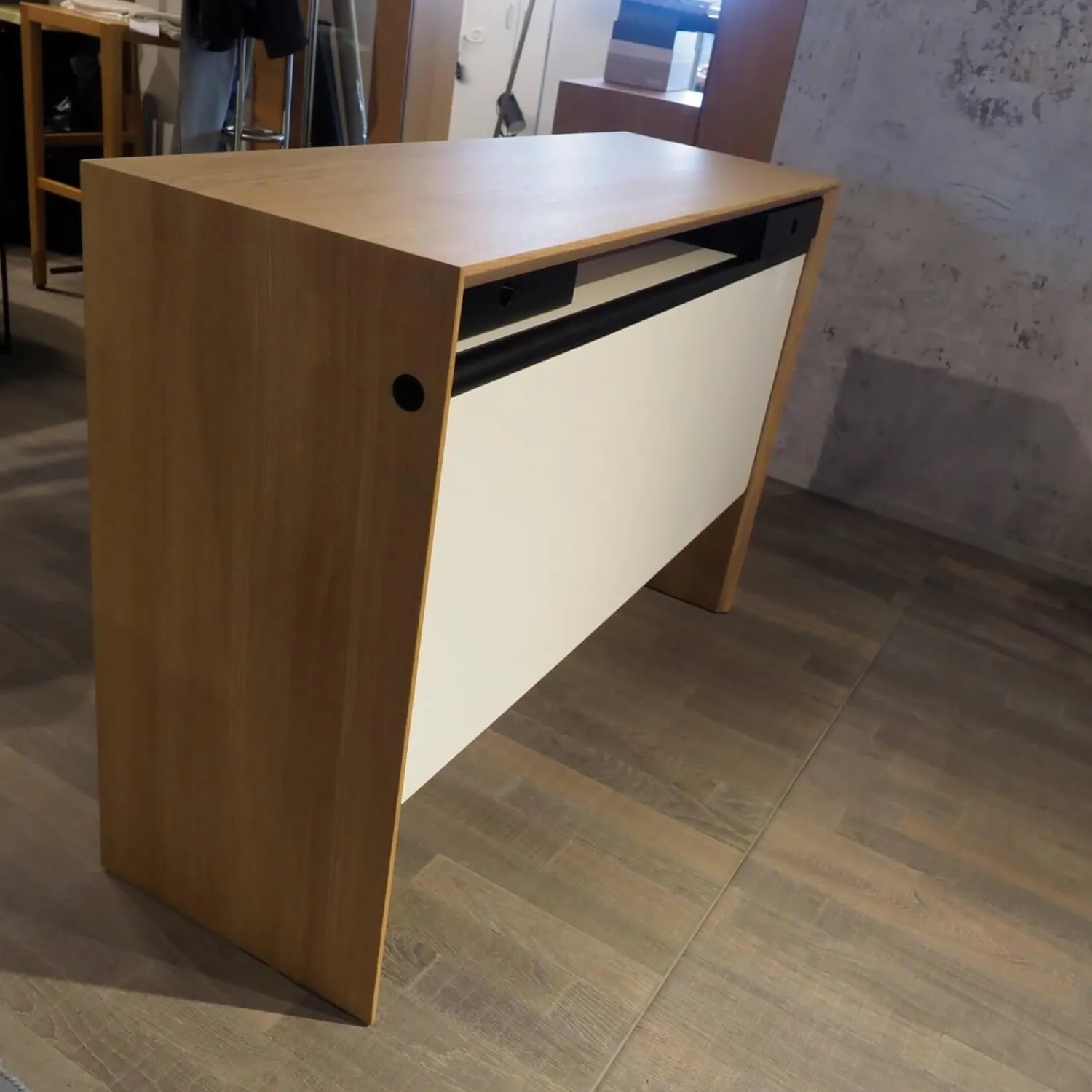 Girsberger Schreibtische & Sekretäre|Schreibtisch La Punt Eiche Massiv Aufgehellt Lackiert Arbeitstablar Klappbar