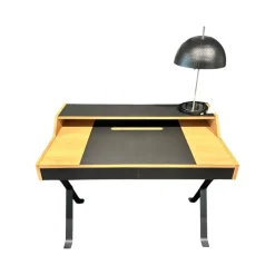 Lambert Schreibtische & Sekretäre|Schreibtisch Stanley 56316 Platte Eiche Natur Und Schwarz Gestell Eisenprofil Anthrazit Schwarz Geschweißt