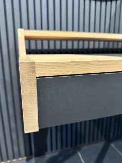 Lambert Schreibtische & Sekretäre|Schreibtisch Stanley 56316 Platte Eiche Natur Und Schwarz Gestell Eisenprofil Anthrazit Schwarz Geschweißt