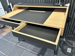 Lambert Schreibtische & Sekretäre|Schreibtisch Stanley 56316 Platte Eiche Natur Und Schwarz Gestell Eisenprofil Anthrazit Schwarz Geschweißt