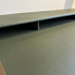 Frag Schreibtische & Sekretäre|Schreibtisch Twain Leder Birke 816 Dunkelgrün Gestell Stahl Messing F33 Ohne Stuhl