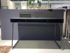 Hülsta Schreibtische & Sekretäre|Schreibtisch ZO 100 Tisch Paneel Schwarz Kufengestell Schwarz Mit Rollcontainer Korpus Und Front Champagner