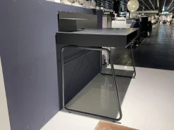 Hülsta Schreibtische & Sekretäre|Schreibtisch ZO 100 Tisch Paneel Schwarz Kufengestell Schwarz Mit Rollcontainer Korpus Und Front Champagner