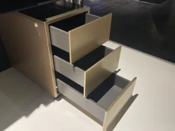 Hülsta Schreibtische & Sekretäre|Schreibtisch ZO 100 Tisch Paneel Schwarz Kufengestell Schwarz Mit Rollcontainer Korpus Und Front Champagner