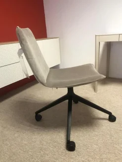 Hülsta Bürostühle|Schreibtisch-Stuhl Modell H 100-4 Stoff M271 Velours Matt Taupe Sternfuß Anthrazit