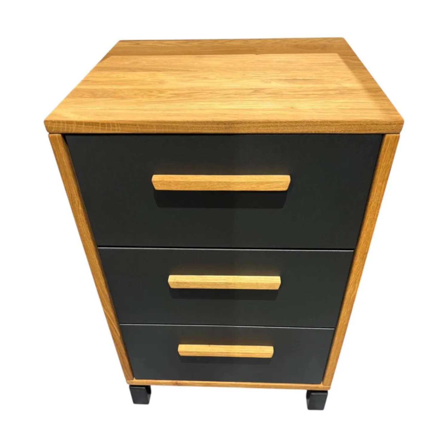 Natura Konsolen|Schubkastenkommode Wiliston Eiche Geölt Front MDF Gun Metal Schwarz