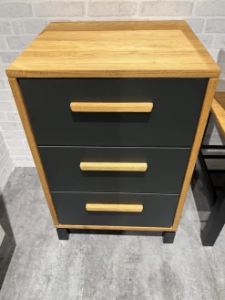 Natura Konsolen|Schubkastenkommode Wiliston Eiche Geölt Front MDF Gun Metal Schwarz