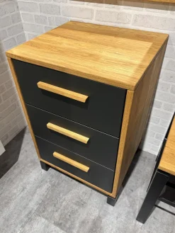 Natura Konsolen|Schubkastenkommode Wiliston Eiche Geölt Front MDF Gun Metal Schwarz