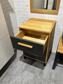 Natura Konsolen|Schubkastenkommode Wiliston Eiche Geölt Front MDF Gun Metal Schwarz