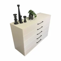 Disselkamp Kommoden & Sideboards|Schubladenkommode Daisy Korpus Lack Weiß Griffe Eckig Matt Anthrazit