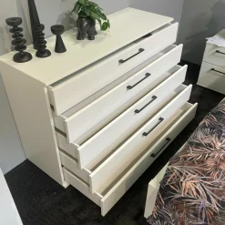 Disselkamp Kommoden & Sideboards|Schubladenkommode Daisy Korpus Lack Weiß Griffe Eckig Matt Anthrazit