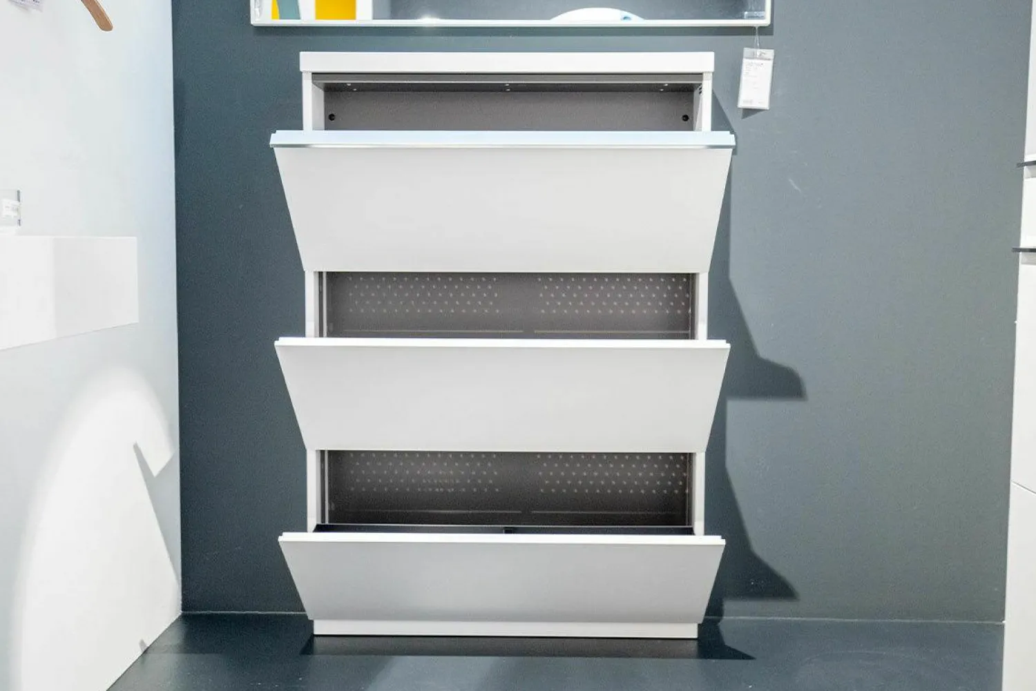 Schönbuch Schuhschränke|Schuhschrank Basic MDF Matt Lackiert Snow White Weiß Griff Aluminium