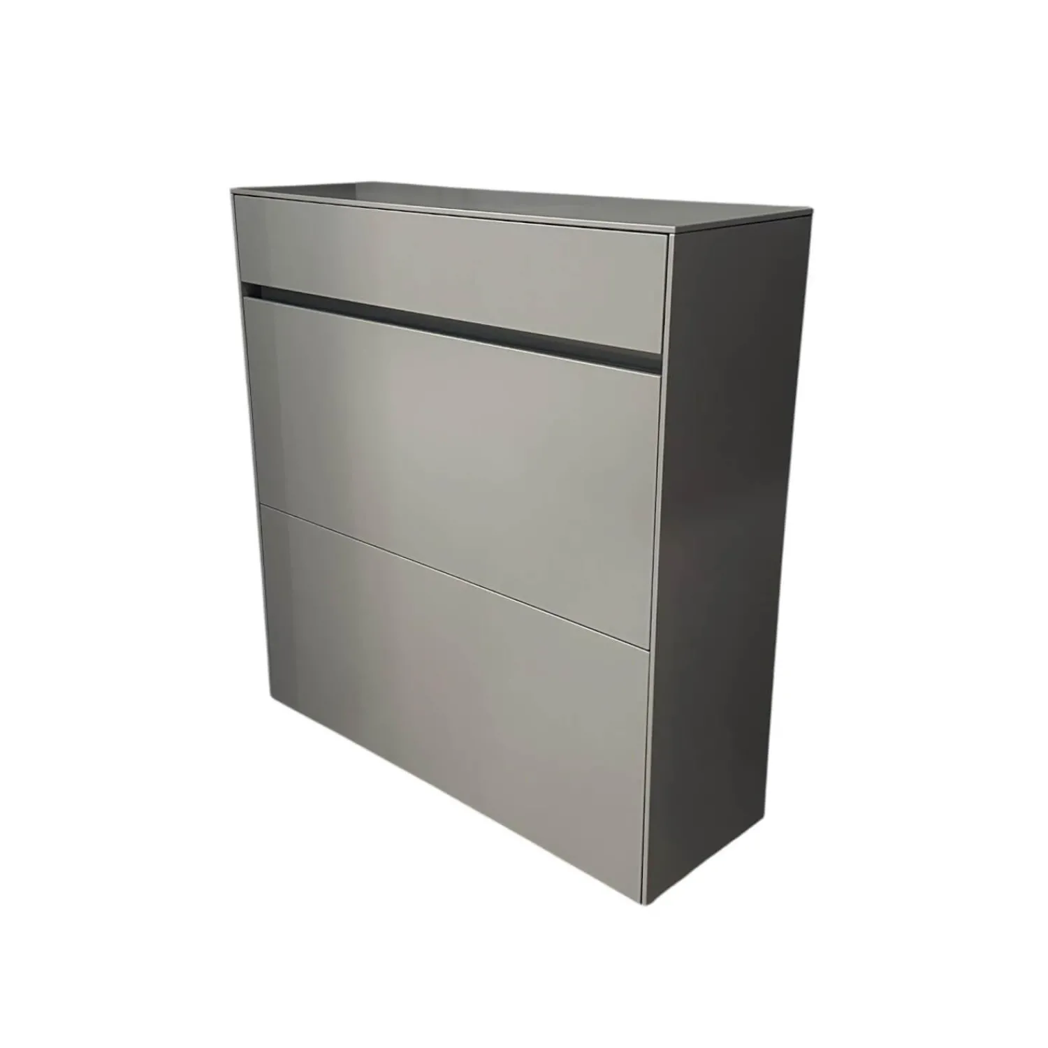 Schönbuch Schuhschränke|Schuhschrank Basisfarbe Lack Zement Grau Mit 2 Synchron Öffnenden Klappen