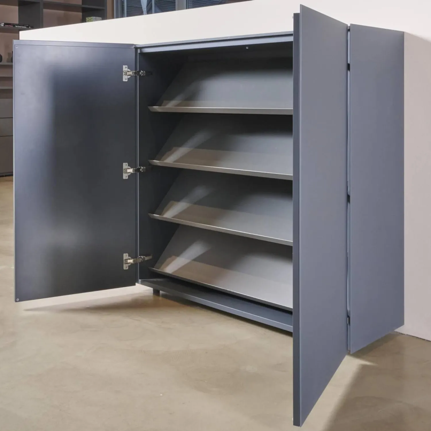 Interlübke Schuhschränke|Schuhschrank Cube Light T21 Mattlack Anthrazit Glas