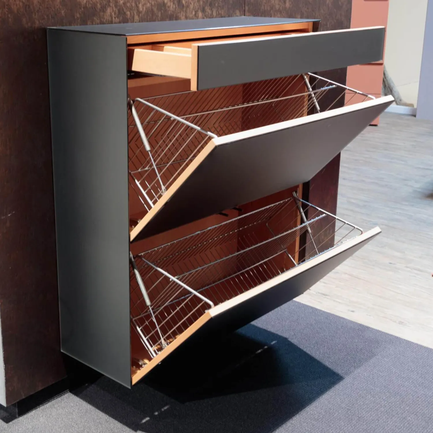 Team 7 Schuhschränke|Schuhschrank Haiku Korpus Buche Glas Stahl Matt Mit Qi Ladeeinheit