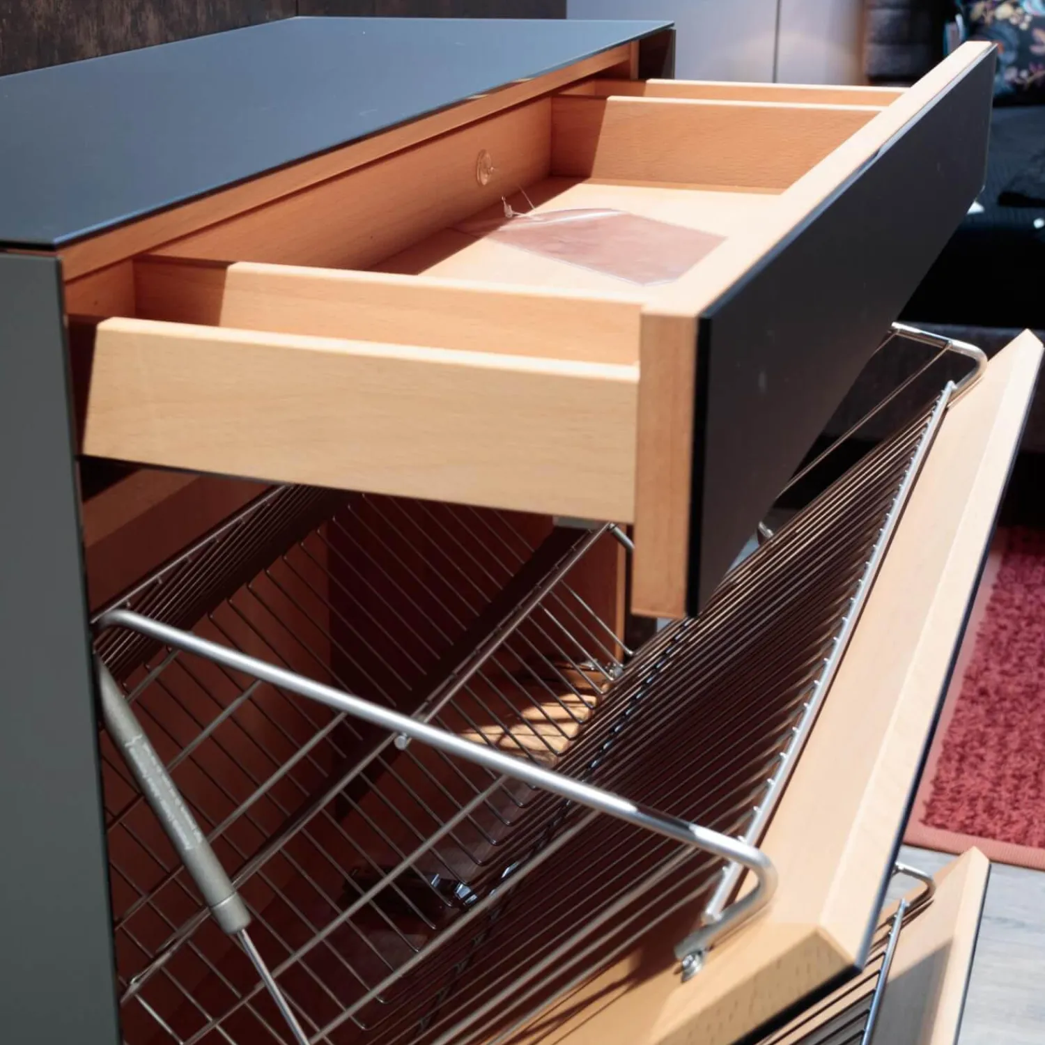 Team 7 Schuhschränke|Schuhschrank Haiku Korpus Buche Glas Stahl Matt Mit Qi Ladeeinheit