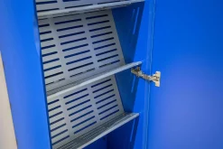 Schönbuch Schuhschränke|Schuhschrank Line Lack Sapphire Blau Schuhböden Aluminium Silber Pulverbeschichtet Mit Spiegel